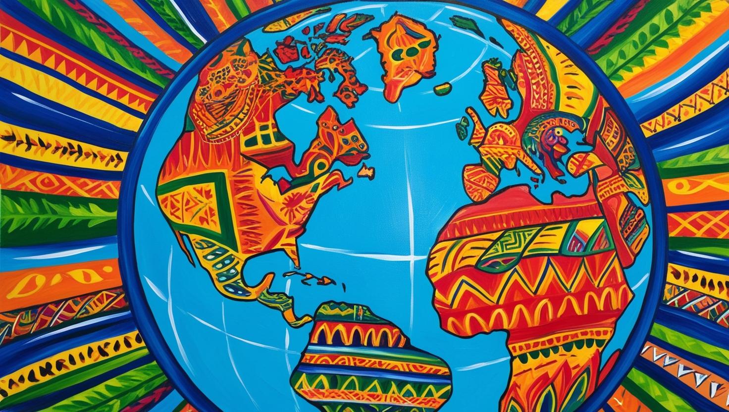 Weltkugel kreativ dargestellt international bunt künstler